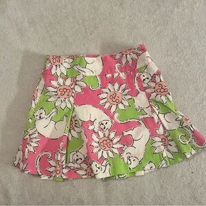 Lilly Pulitzer Pink and Green Floral Skater Skirt